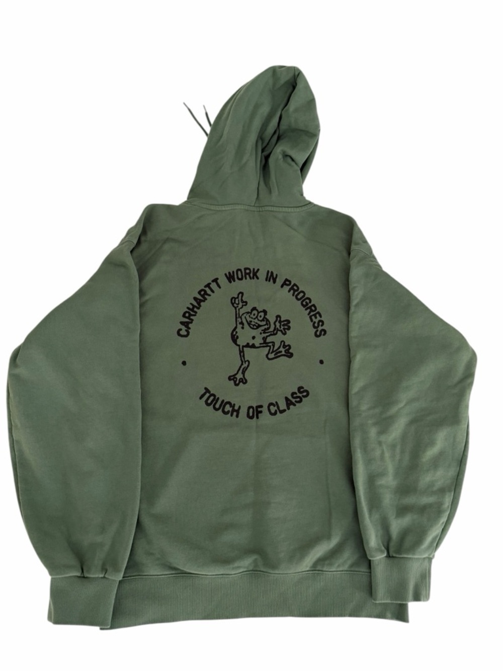 CARHARTT WIP Duck Green Hooded Stamp Hoodie Frog Graphic Vintage Style size M - Picture 3 of 12